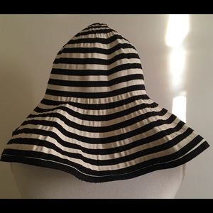 Vintage Black & White Striped Ribbon Sun Hat